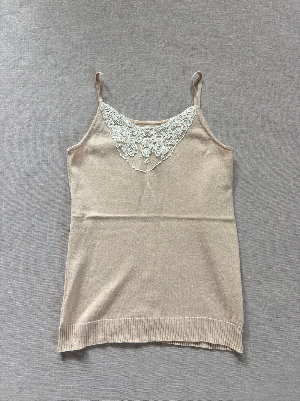 Lace-Trim Cream Camisole Top
